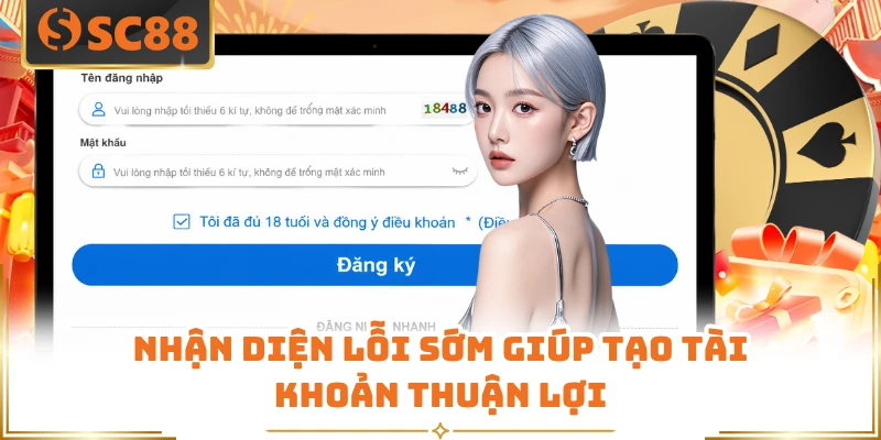 Nhận diện lỗi sớm giúp tạo tài khoản thuận lợi